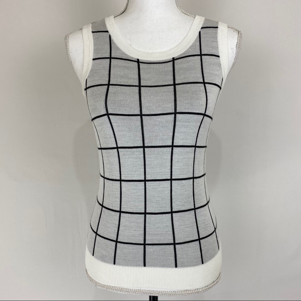 Halogen Patterned Crew Neck Knit Tank Top - Picture 3 of 7